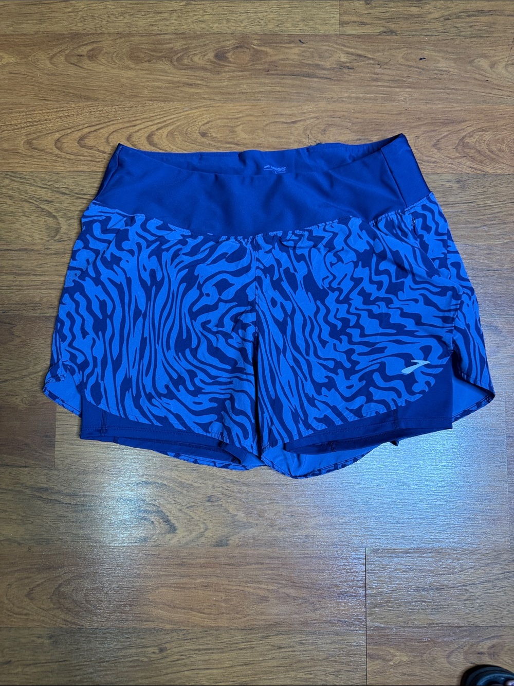 Brooks Women's Blue Zebra-Print Athletic Shorts